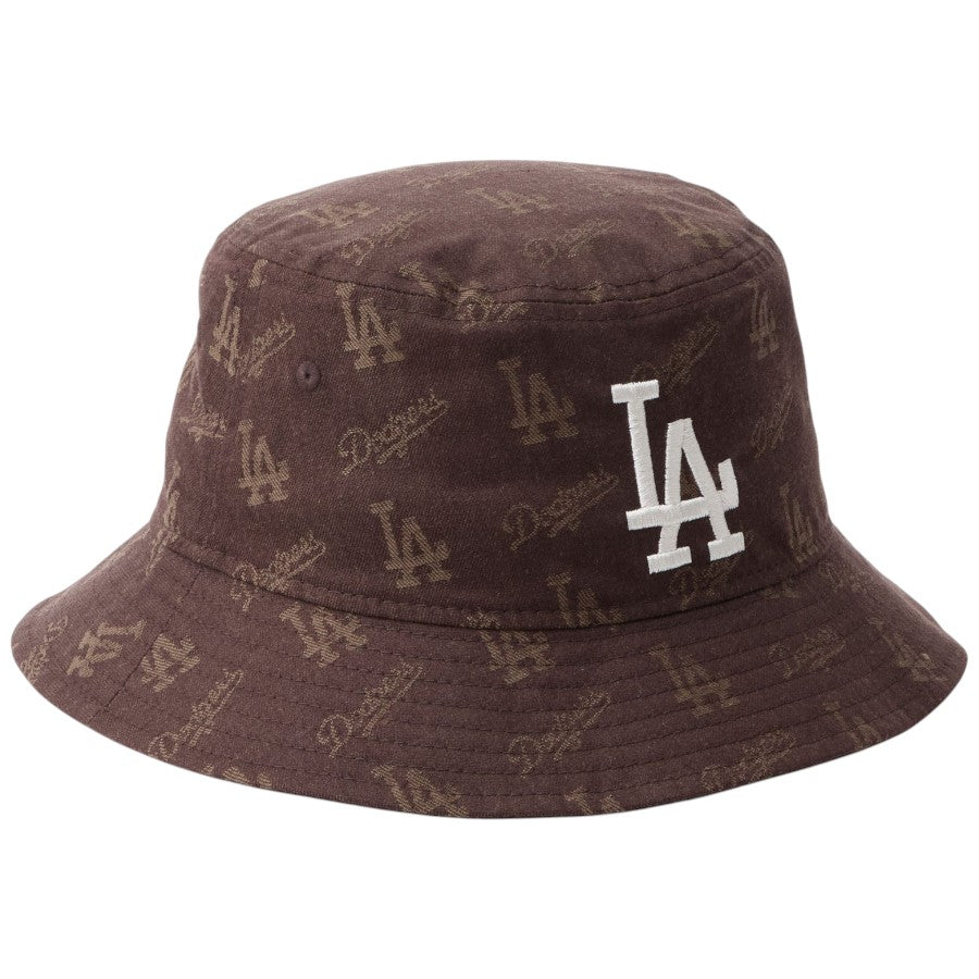 ニューエラ ハット NEW ERA HAT バケット01 バケハMLB Jacquard ジャカード ロサンゼルス ドジャース ブラウン 14744777 左斜め前