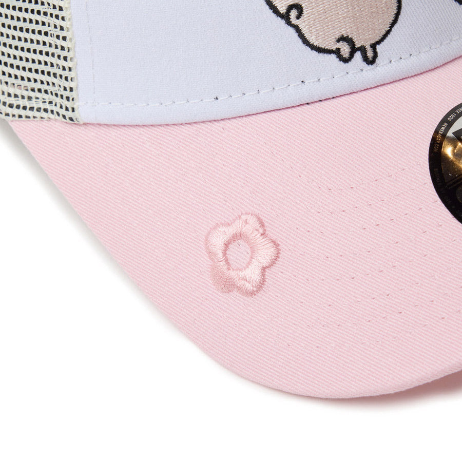 ニューエラ キャップ NEW ERA KIDS 子供Youth 9FORTY A-Frame トラッカー ちいかわ / モモンガ・古本屋 ピンク 14864475 バイザー右