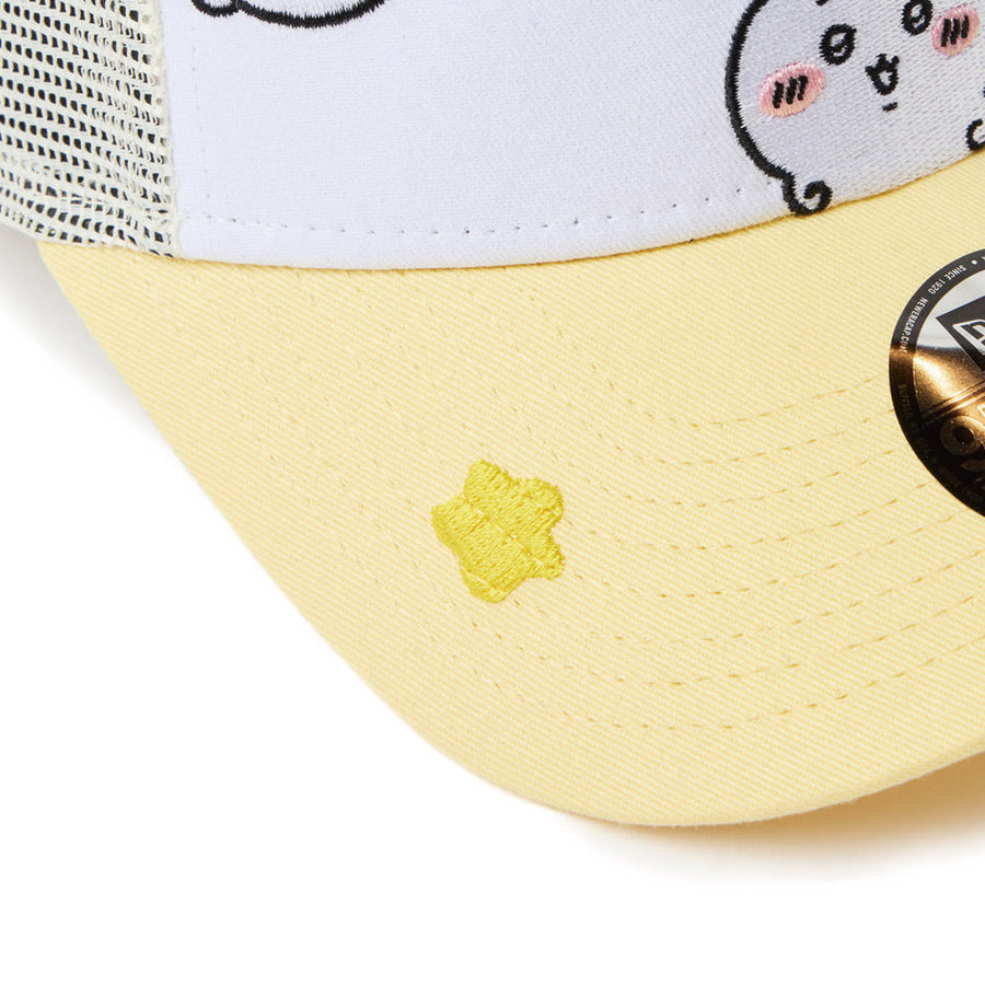 ニューエラ キャップ NEW ERA KIDS 子供Youth 9FORTY A-Frame トラッカー ちいかわ / ちいかわ・ハチワレ・うさぎ ホワイト/ソフトイエロー 14864476 右バイザー