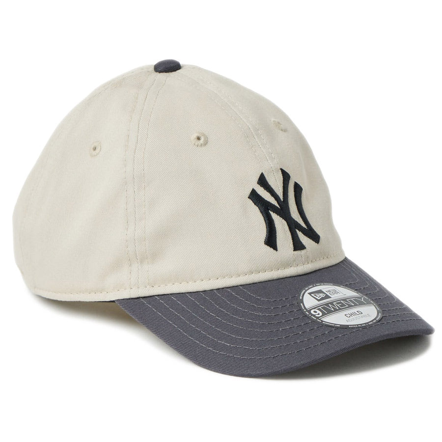 ニューエラ キャップ NEW ERA KIDS キッズ Child 9TWENTY 2-Tone ニューヨーク ヤンキース ストーン/グラファイト 14747323 左斜め