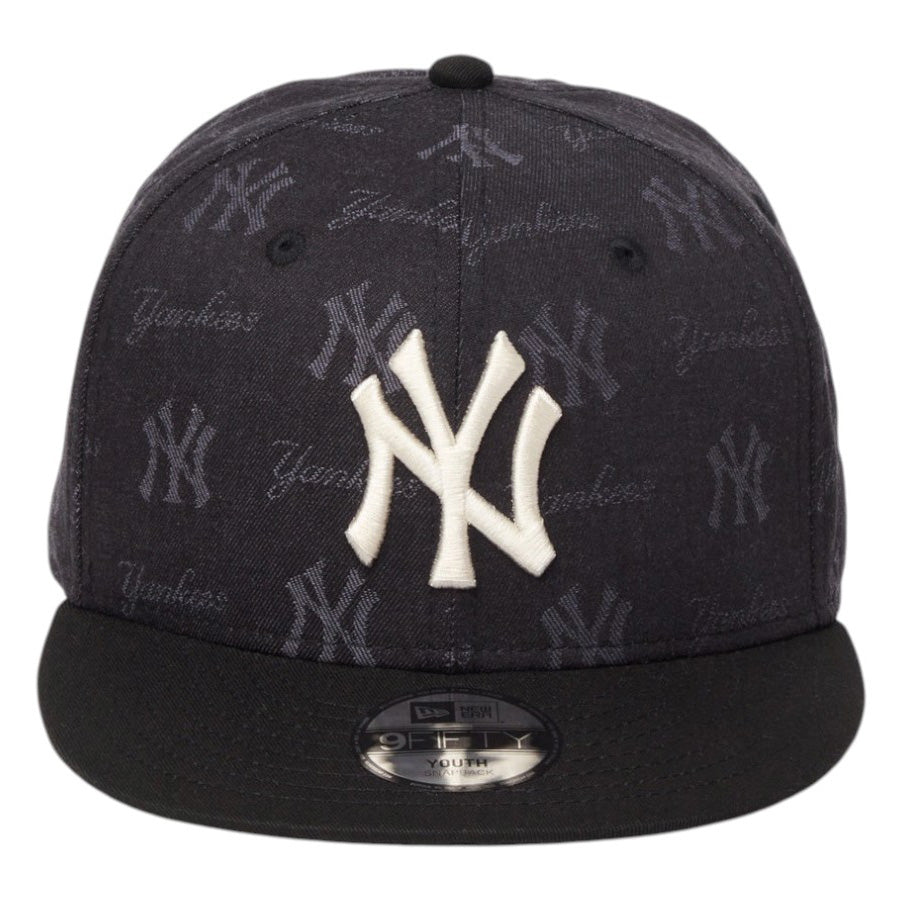 ニューエラ キャップ 帽子 NEW ERA CAP KIDS キッズ Youth 9FIFTY MLB Jacquard ジャカード ニューヨーク ヤンキース ブラック 14746966 正面