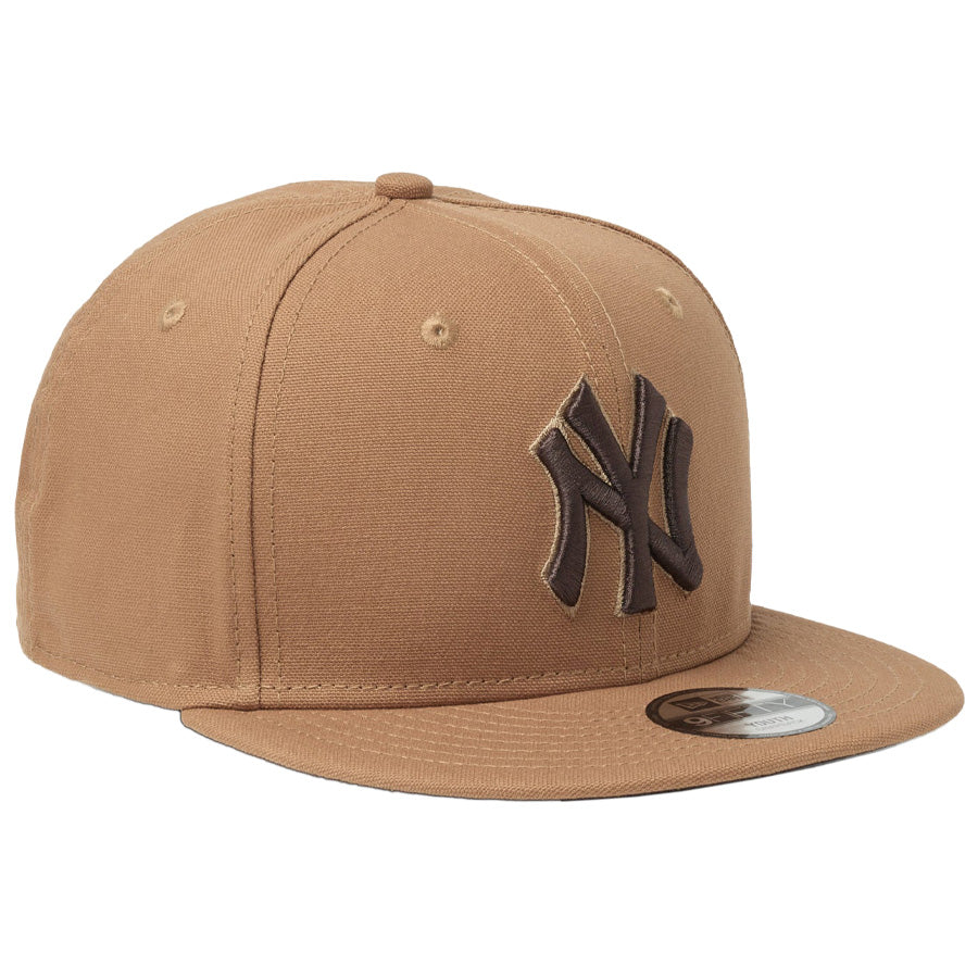 ニューエラ キャップ 帽子 NEW ERA CAP KIDS キッズ Youth 9FIFTY MLB Duck Canvas ダック キャンバス ニューヨーク ヤンキース ライトブロンズ 14746968 左斜め前