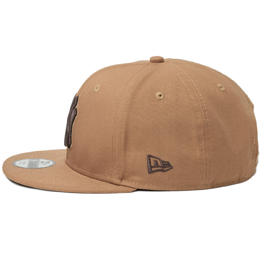ニューエラ キャップ 帽子 NEW ERA CAP KIDS キッズ Youth 9FIFTY MLB Duck Canvas ダック キャンバス ニューヨーク ヤンキース ライトブロンズ 14746968 左サイド