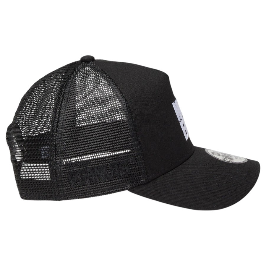 ニューエラ キャップ 帽子 NEW ERA CAP KIDS キッズ Youth 9FORTY A-Frame トラッカー Vintage PEANUTS ピーナッツ JOE COOL ジョー・クール ブラック 14865294 右サイド