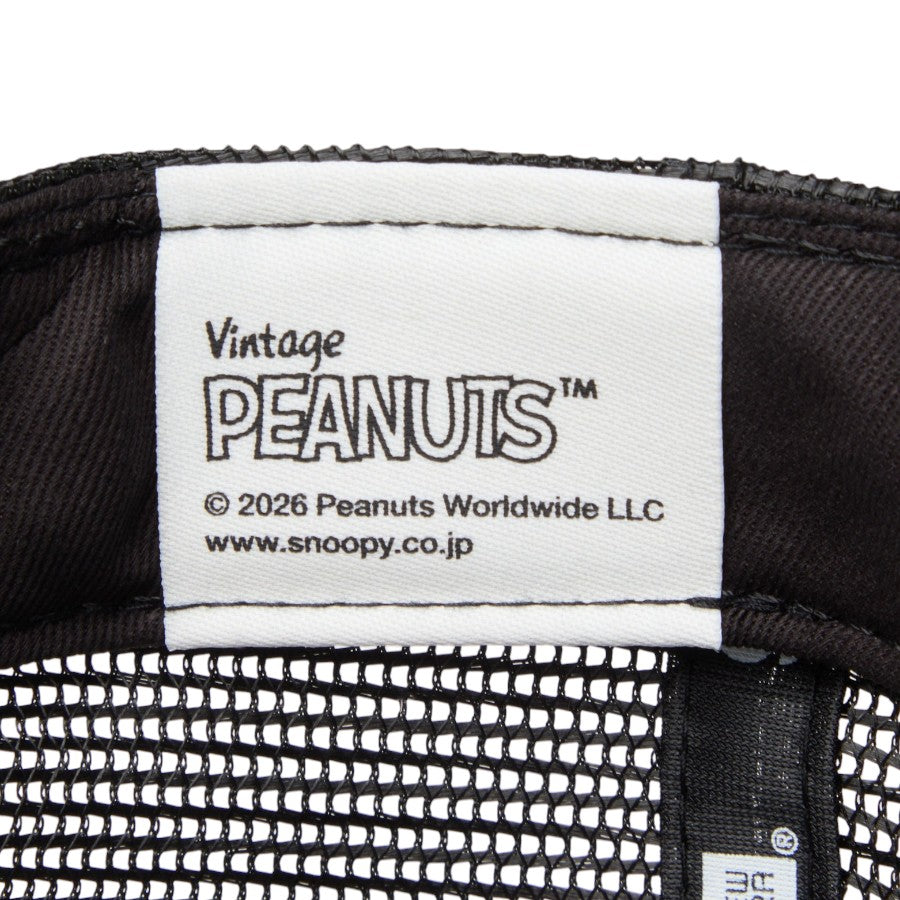 ニューエラ キャップ 帽子 NEW ERA CAP KIDS キッズ Youth 9FORTY A-Frame トラッカー Vintage PEANUTS ピーナッツ JOE COOL ジョー・クール ブラック 14865294 インナーパッチ