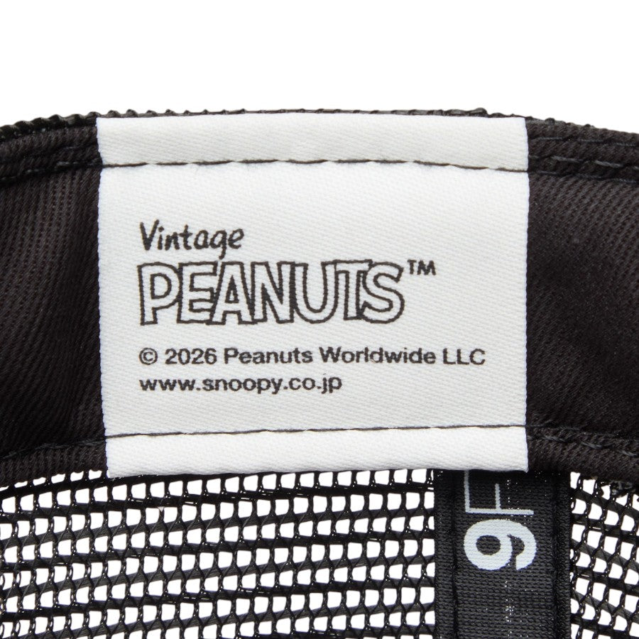 ニューエラ キャップ 帽子 NEW ERA CAP KIDS キッズ Youth 9FORTY A-Frame トラッカー Vintage PEANUTS ピーナッツ JOE COOL ジョー・クール ブラック ホワイト  14865293 インナー
