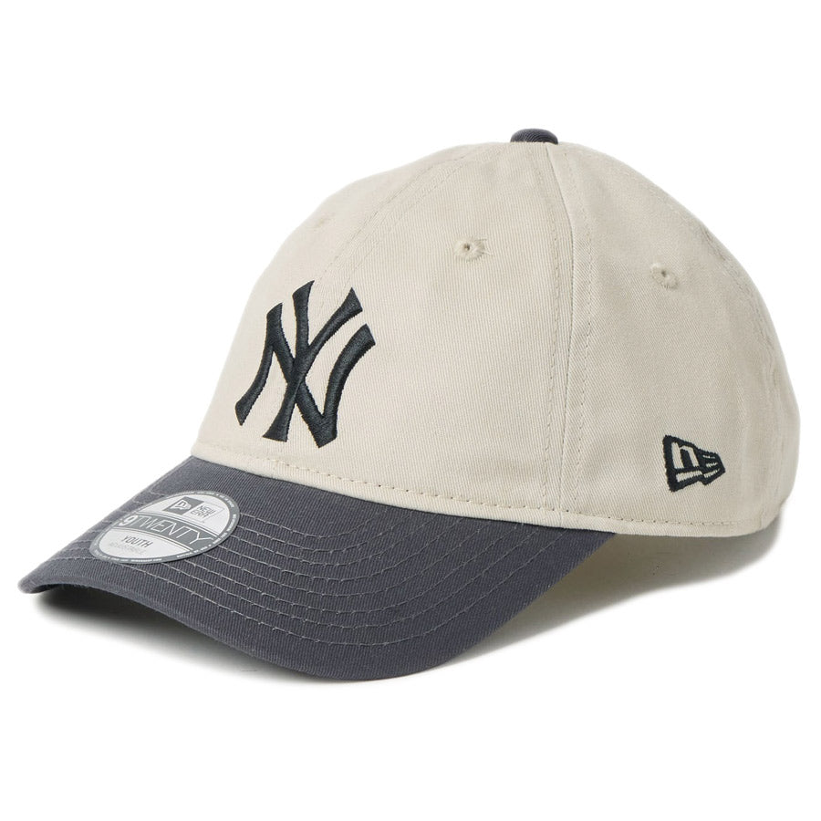 ニューエラ キャップ NEW ERA CAP KIDS キッズ Youth 9TWENTY 2-Tone ニューヨーク ヤンキース ストーン/グラファイト 14747045 右斜め