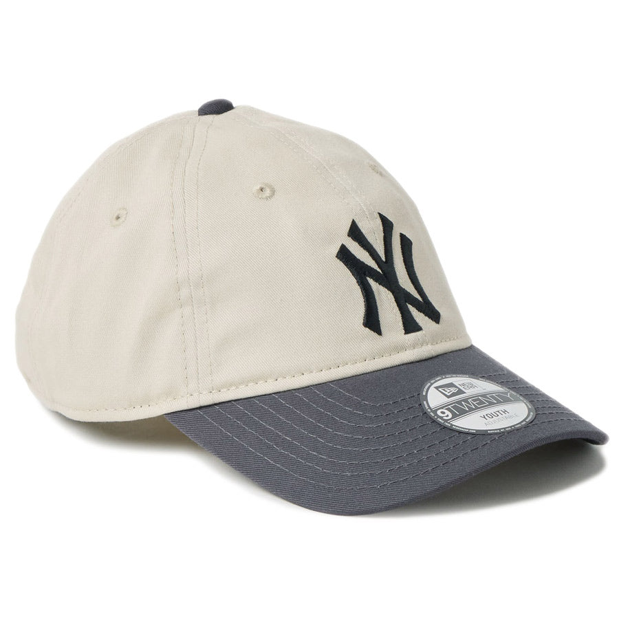 ニューエラ キャップ NEW ERA CAP KIDS キッズ Youth 9TWENTY 2-Tone ニューヨーク ヤンキース ストーン/グラファイト 14747045 左斜め