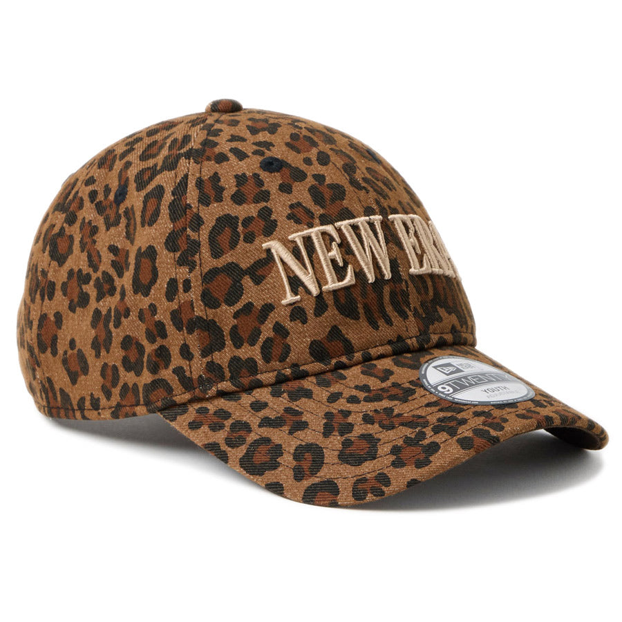ニューエラ キャップ NEW ERA KIDS キッズ Youth 9TWENTY レオパード Leopard ブラウン ベージュ 14747052 左斜め