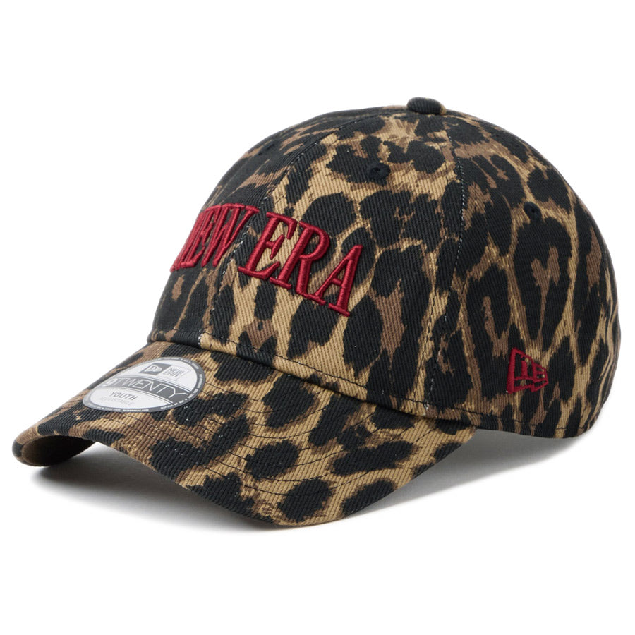 ニューエラ キャップ NEW ERA KIDS キッズ Youth 9TWENTY レオパード Leopard ブラウン レッド 14747053 右斜め