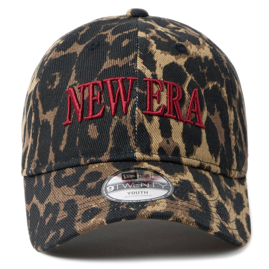 ニューエラ キャップ NEW ERA KIDS キッズ Youth 9TWENTY レオパード Leopard ブラウン レッド 14747053 正面