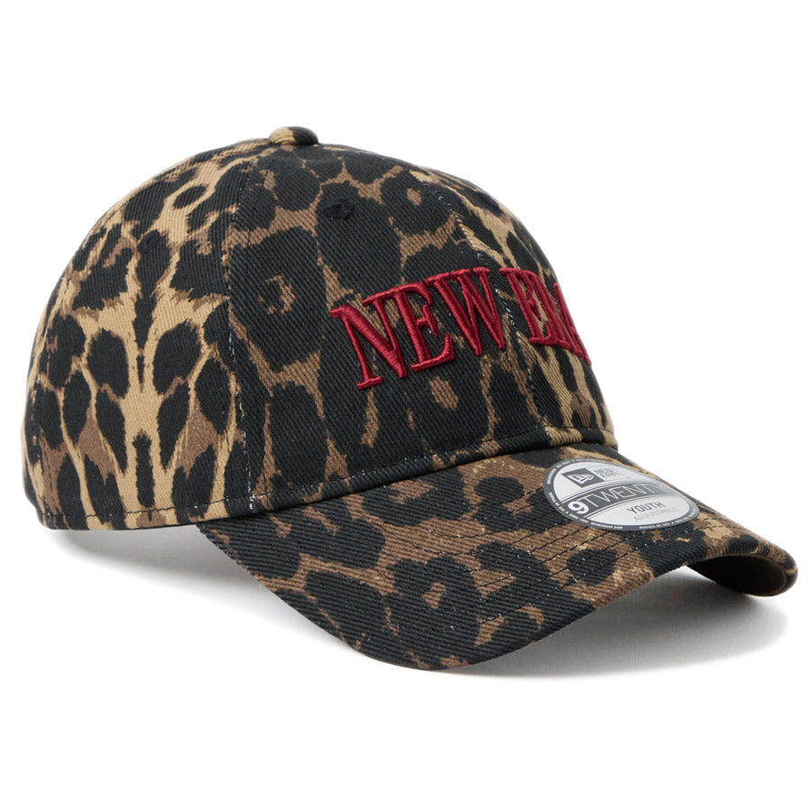 ニューエラ キャップ NEW ERA KIDS キッズ Youth 9TWENTY レオパード Leopard ブラウン レッド 14747053 左斜め