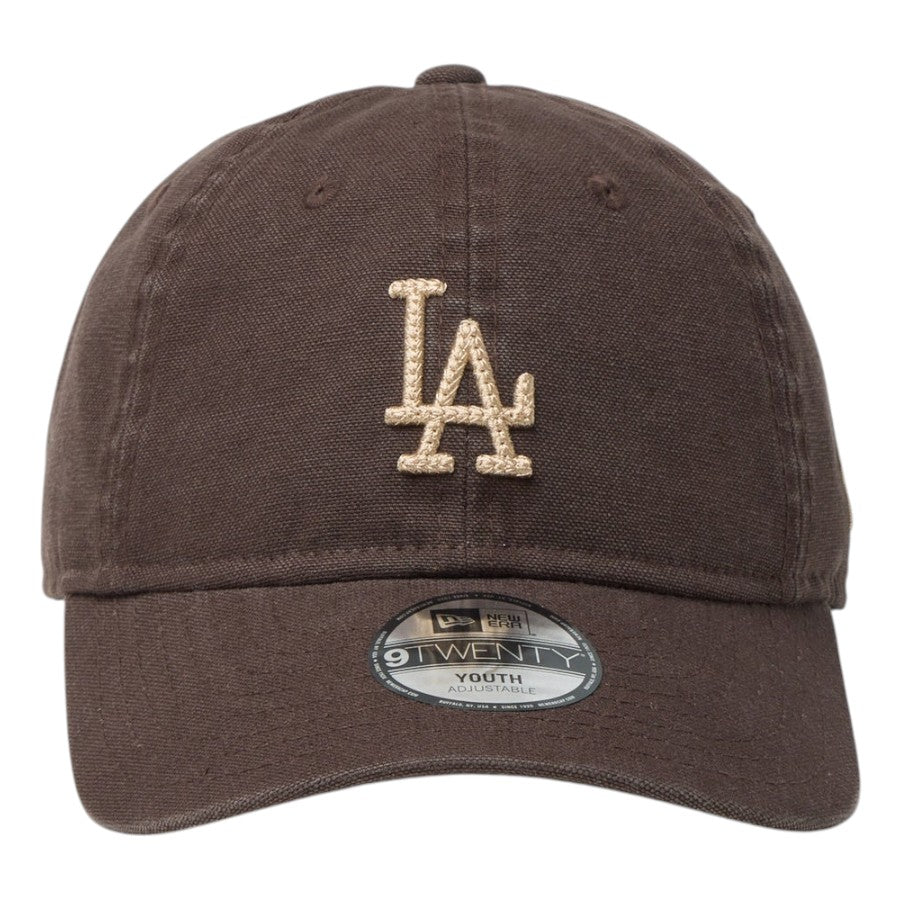 ニューエラ キャップ 帽子 NEW ERA CAP KIDS キッズ Youth 9TWENTY ロサンゼルス ドジャース Cooperstown Washed Duck ブラウンスエード 14747060 正面