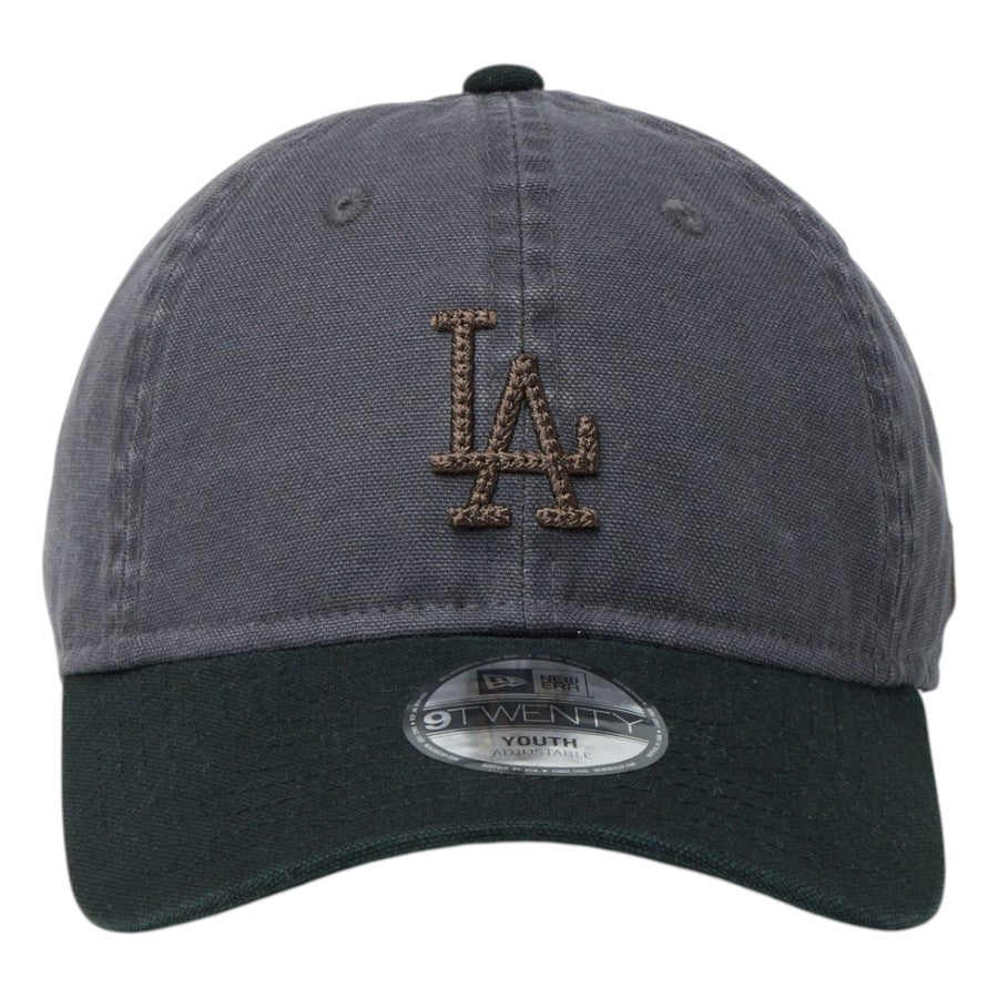 ニューエラ キャップ 帽子 NEW ERA CAP KIDS キッズ Youth 9TWENTY ロサンゼルス ドジャース Cooperstown Washed Duck グラファイト ブラック 14747059 正面