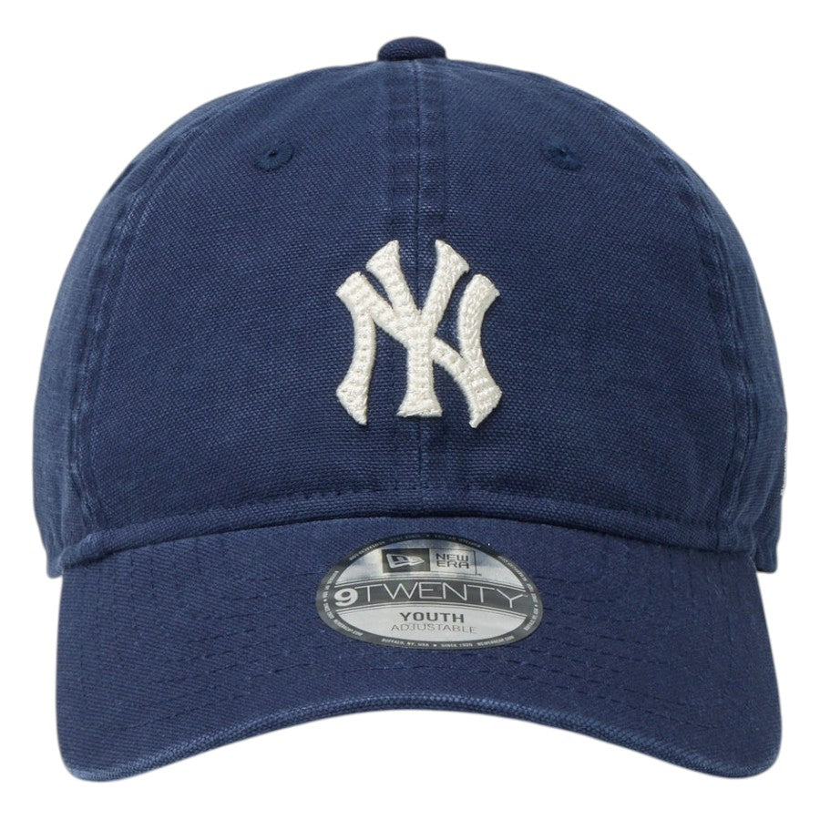 ニューエラ キャップ 帽子 NEW ERA CAP KIDS キッズ Youth 9TWENTY ニューヨーク ヤンキース Cooperstown Washed Duck オーシャンサイドブルー 14747039 正面