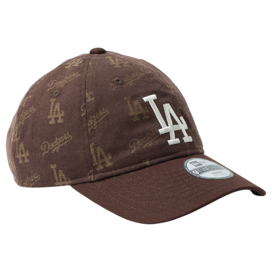 ニューエラ キャップ NEW ERA KIDS キッズ Youth 子供 9TWENTY MLB Jacquard ジャカード ロサンゼルス ドジャース ブラウン 14747064 左斜め前
