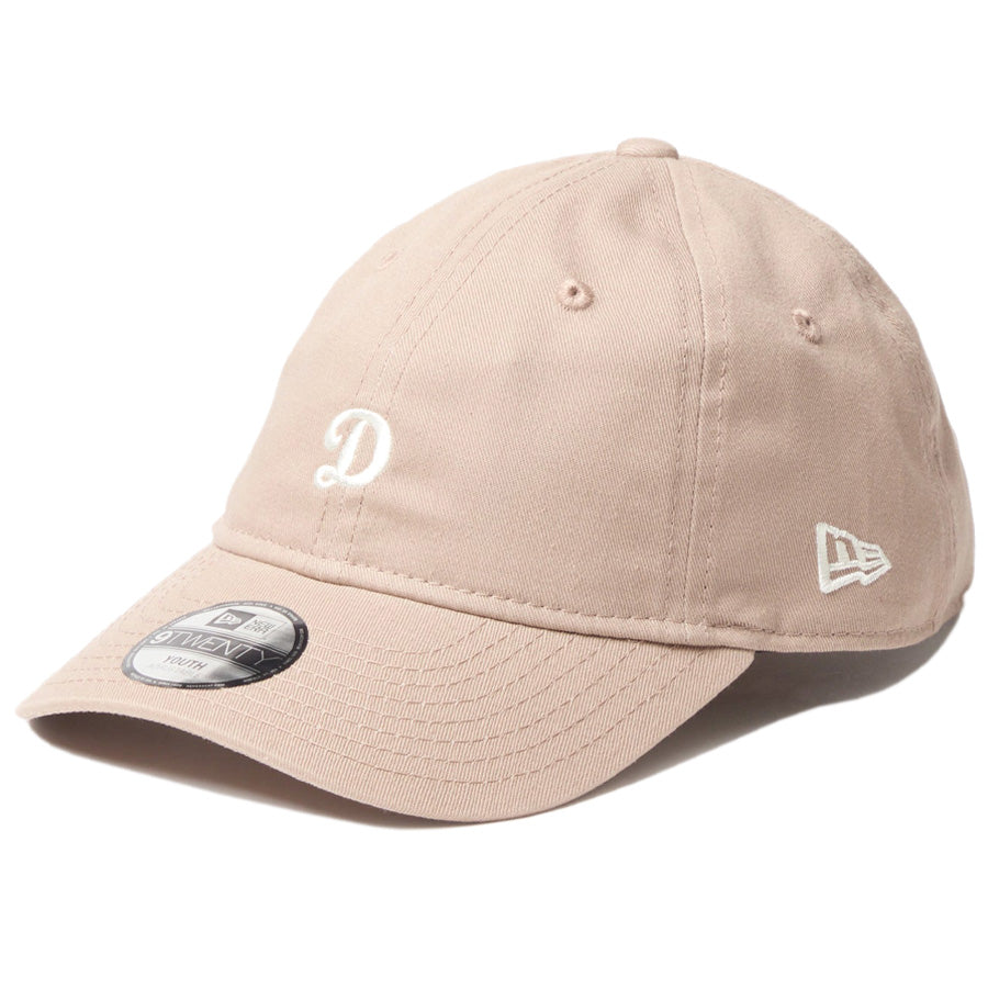 ニューエラ キャップ 帽子 NEW ERA CAP KIDS キッズ Youth 9TWENTY MLB Mini Logo ミニロゴ ロサンゼルス ドジャース Dロゴ アッシュブラウン 14747062 右斜め前