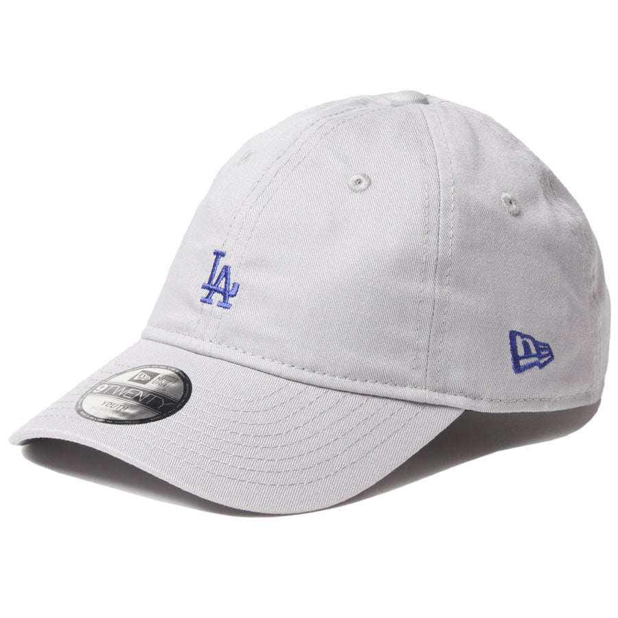 ニューエラ キャップ 帽子 NEW ERA CAP KIDS キッズ Youth 9TWENTY MLB Mini Logo ミニロゴ ロサンゼルス ドジャース グレー 14747063 右斜め前