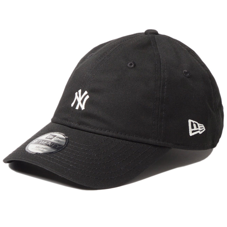 ニューエラ キャップ 帽子 NEW ERA CAP KIDS キッズ Youth 9TWENTY MLB Mini Logo ミニロゴ ニューヨーク ヤンキース ブラック 14747043 右斜め前