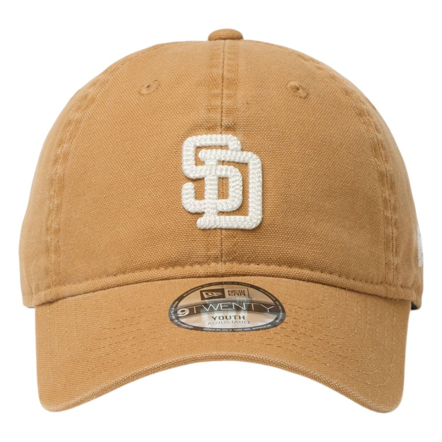 ニューエラ キャップ 帽子 NEW ERA CAP KIDS キッズ Youth 9TWENTY サンディエゴ パドレス Cooperstown Washed Duck ライトブロンズ 14747035 正面