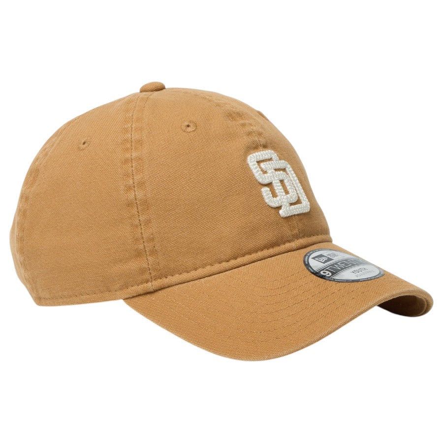 ニューエラ キャップ 帽子 NEW ERA CAP KIDS キッズ Youth 9TWENTY サンディエゴ パドレス Cooperstown Washed Duck ライトブロンズ 14747035 左斜め前