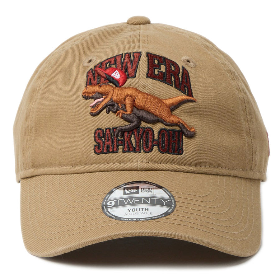 ニューエラ キャップ NEW ERA KIDS キッズ Youth 9TWENTY 最強王図鑑 ティラノサウルス カーキ 14857674 正面