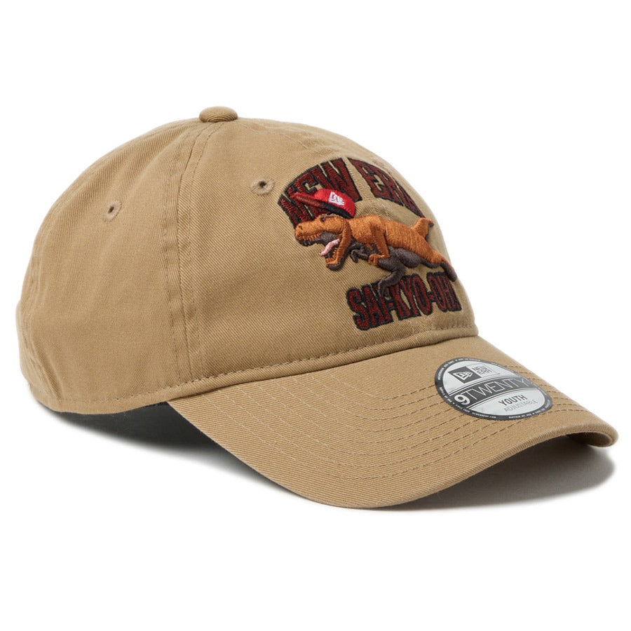 ニューエラ キャップ NEW ERA KIDS キッズ Youth 9TWENTY 最強王図鑑 ティラノサウルス カーキ 14857674 左斜め