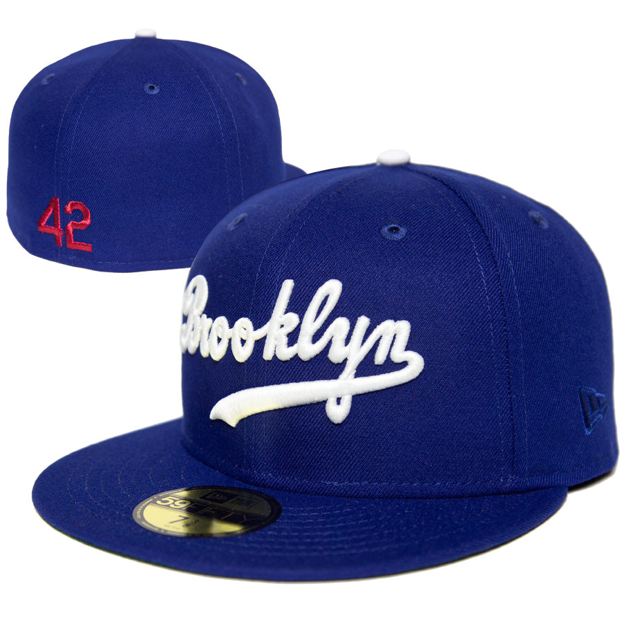 ニューエラ キャップ 帽子 NEW ERA CAP KINGS 別注 CUSTOM 59FIFTY ブルックリン ドジャース JR 42 ジャッキー ロビンソン ダークロイヤル ダークグリーンアンダーバイザー 71040354 フロント リア