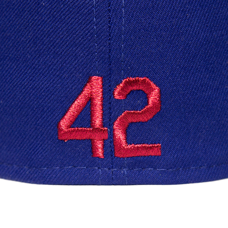 ニューエラ キャップ 帽子 NEW ERA CAP KINGS 別注 CUSTOM 59FIFTY ブルックリン ドジャース JR 42 ジャッキー ロビンソン ダークロイヤル ダークグリーンアンダーバイザー 71040354 リア