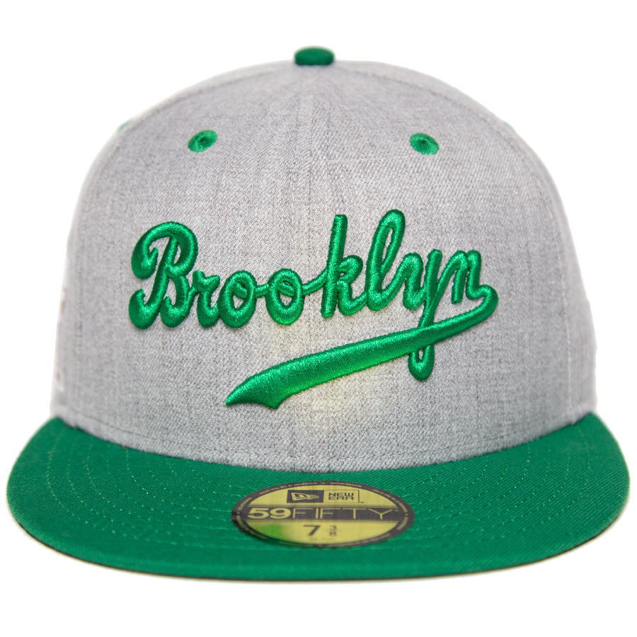 ニューエラ キャップ 帽子 NEW ERA CAP KINGS 別注 CUSTOM 59FIFTY ブルックリン ドジャース 1937 ジャッキー ロビンソン ヘザーグレー ケリーグリーン ダークグリーンアンダーバイザー 71040356 正面