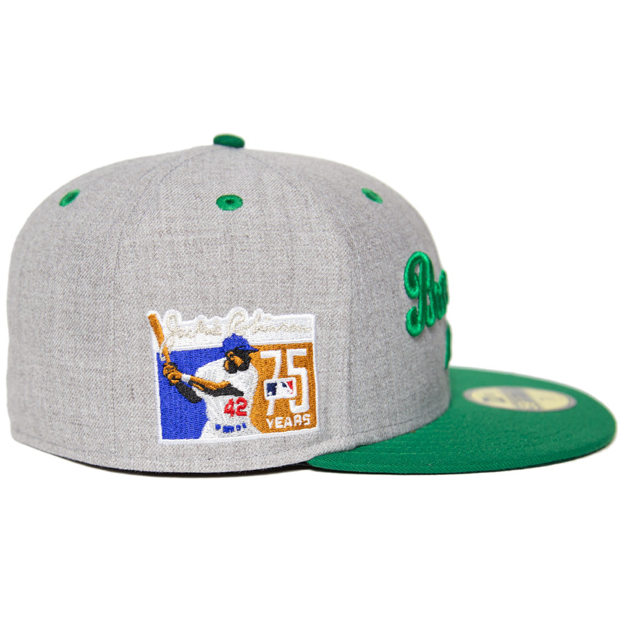 ニューエラ キャップ 帽子 NEW ERA CAP KINGS 別注 CUSTOM 59FIFTY ブルックリン ドジャース 1937 ジャッキー ロビンソン ヘザーグレー ケリーグリーン ダークグリーンアンダーバイザー 71040356 右サイド