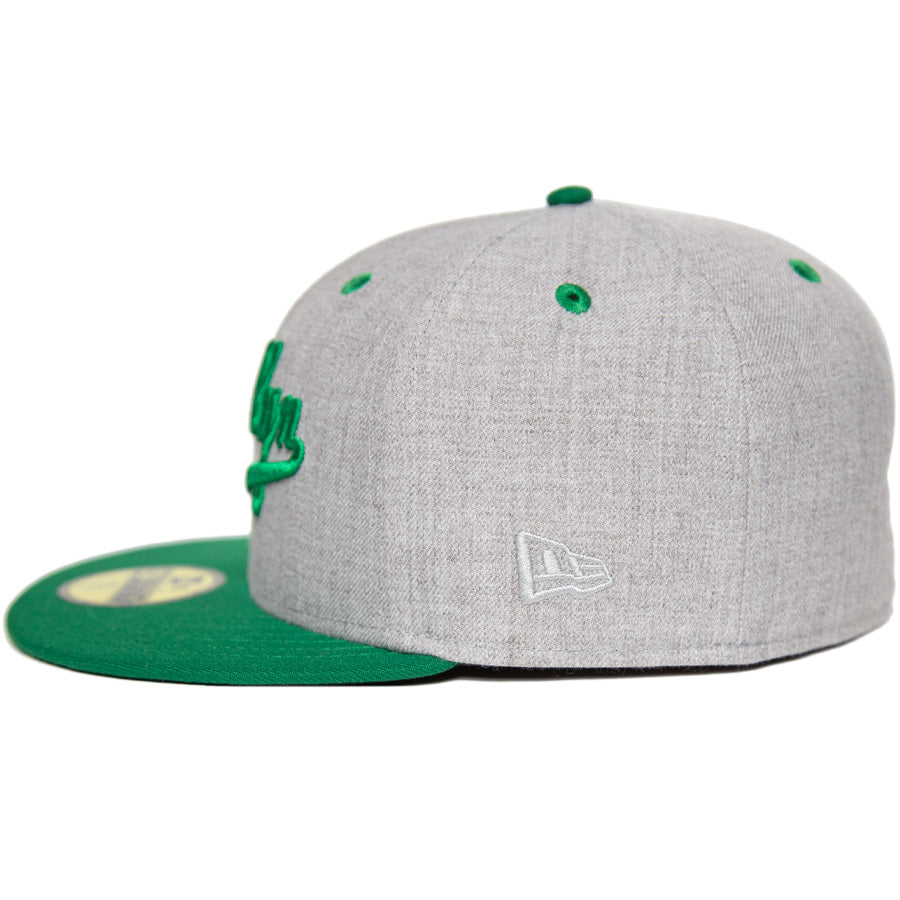 ニューエラ キャップ 帽子 NEW ERA CAP KINGS 別注 CUSTOM 59FIFTY ブルックリン ドジャース 1937 ジャッキー ロビンソン ヘザーグレー ケリーグリーン ダークグリーンアンダーバイザー 71040356 左サイド