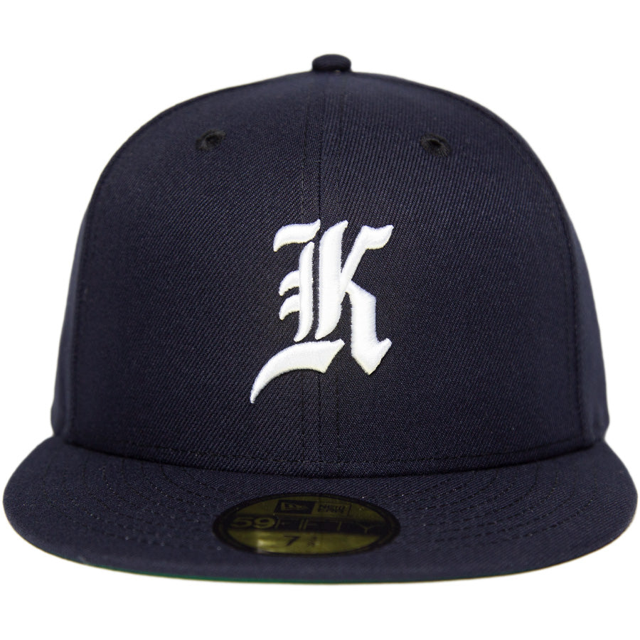 ニューエラ キャップ 帽子 NEW ERA CAP CUSTUM カスタム KINGS 別注 59FIFTY ANTIQUE K ネイビー ホワイト ケリーアンダーバイザー 70900899 正面