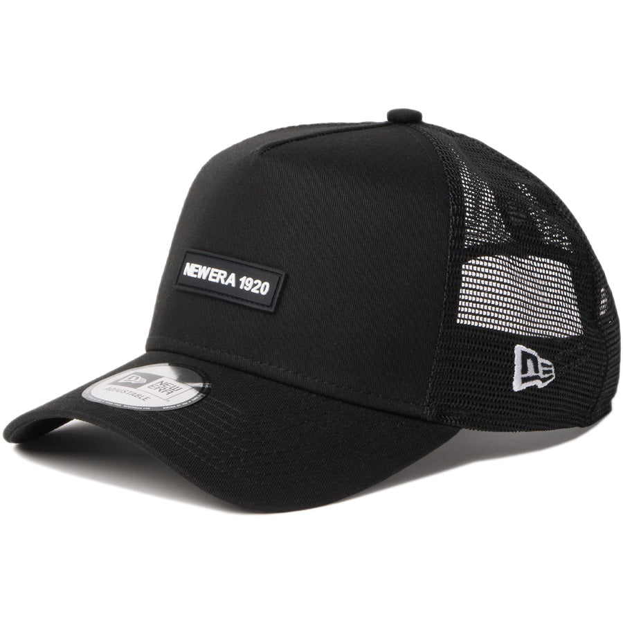 ニューエラ キャップ NEW ERA CAP 9FORTY A-Frame トラッカー Rubber Patch ラバーパッチ NEW ERA 1920 ブラック 14744882 右斜め前