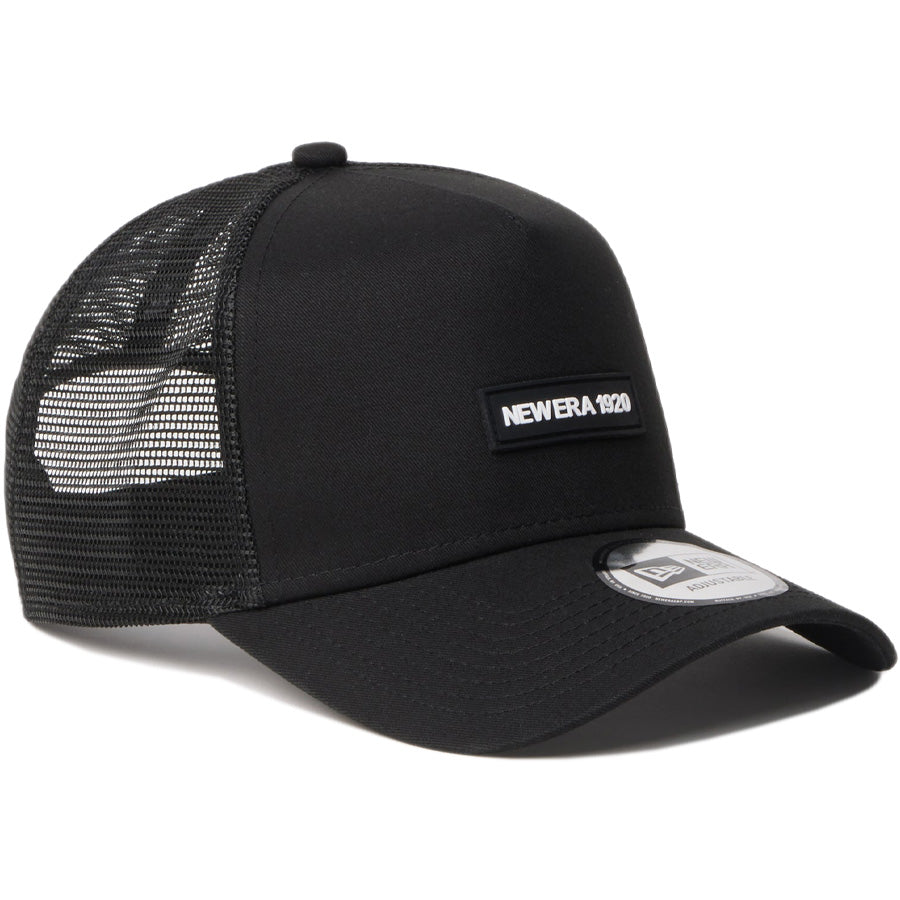 ニューエラ キャップ NEW ERA CAP 9FORTY A-Frame トラッカー Rubber Patch ラバーパッチ NEW ERA 1920 ブラック 14744882 左斜め前