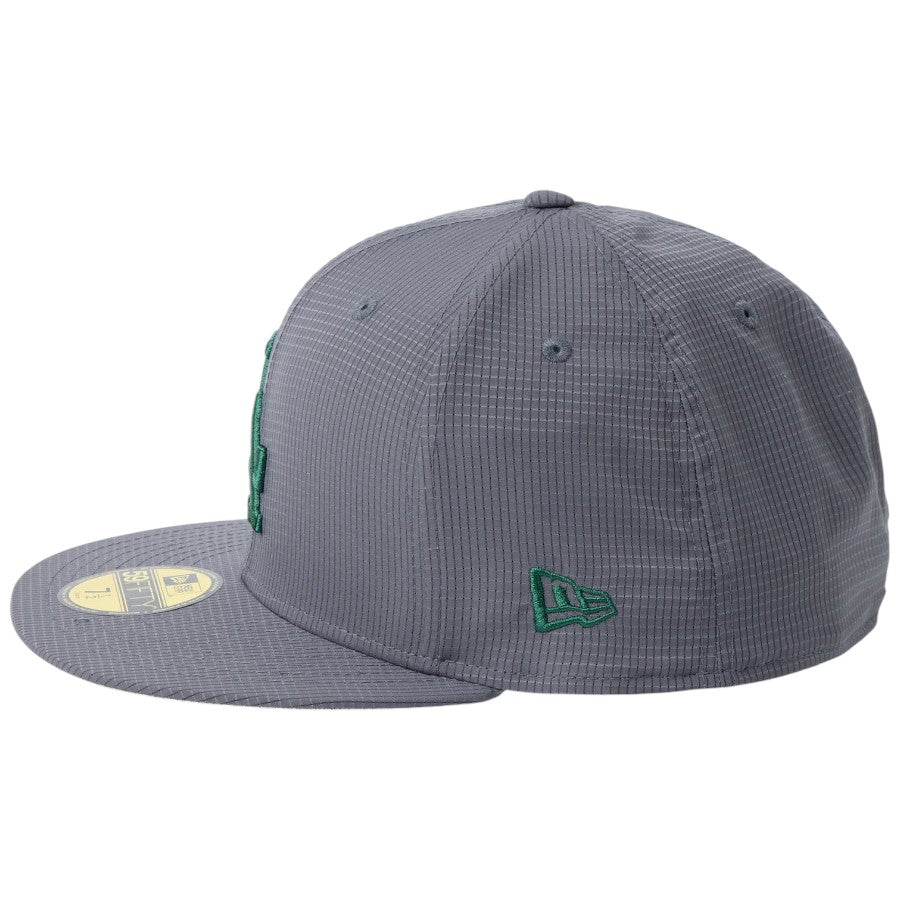 ニューエラ キャップ 帽子 NEW ERA CAP 59FIFTY Tech Air Dot Air MICROERA 通気性 撥水性 ロサンゼルス ドジャース ダークグレー 14774431｜アウトドア 左サイド