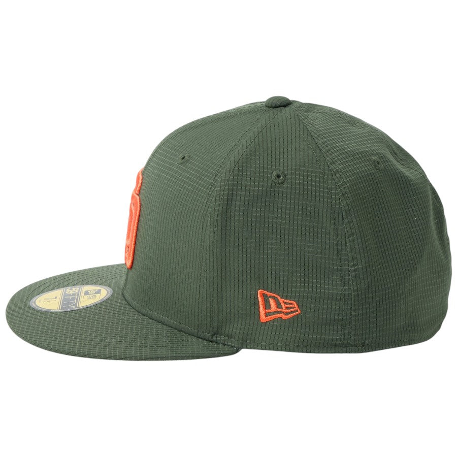 ニューエラ キャップ 帽子 NEW ERA CAP 59FIFTY Tech Air Dot Air MICROERA 通気性 撥水性 サンディエゴ パドレス ダークグリーン 14774429｜アウトドア 左サイド