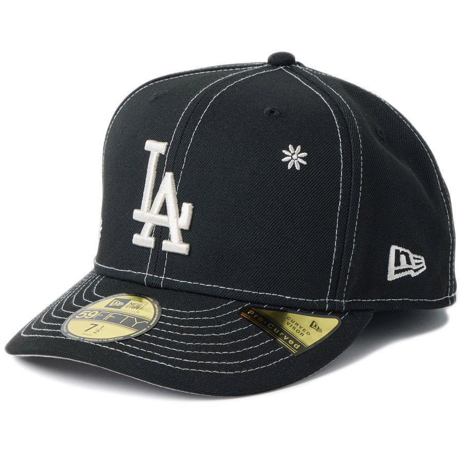 ニューエラ キャップ NEW ERA PC 59FIFTY Flower Embroidery 花柄 ロサンゼルス ドジャース ブラック 14744673 右斜め
