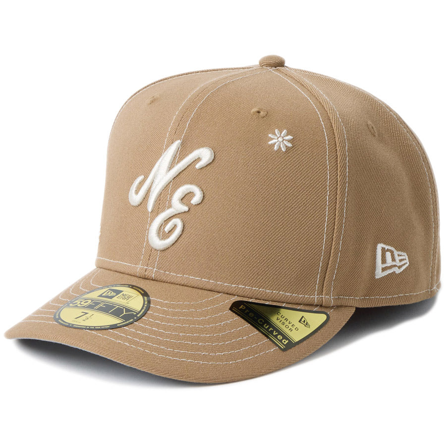 ニューエラ キャップ NEW ERA PC 59FIFTY プレカーブ Flower Embroidery 花柄 クラシックロゴ カーキ 14744675 右斜め