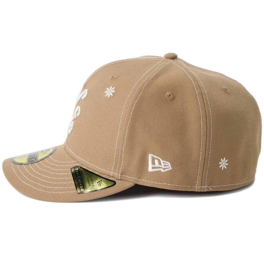 ニューエラ キャップ NEW ERA PC 59FIFTY プレカーブ Flower Embroidery 花柄 クラシックロゴ カーキ 14744675 左サイド