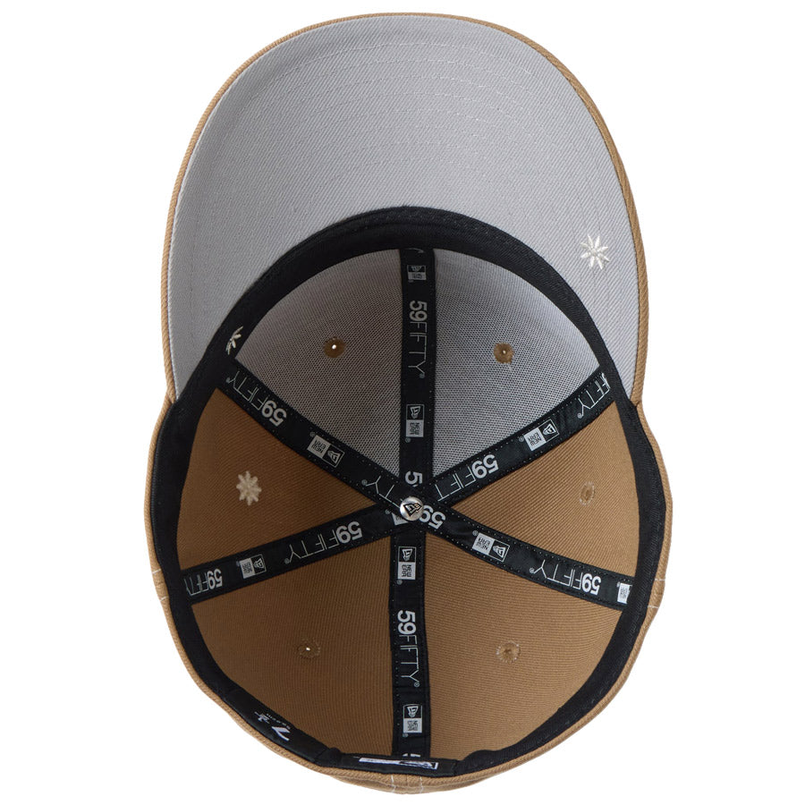 ニューエラ キャップ NEW ERA PC 59FIFTY プレカーブ Flower Embroidery 花柄 クラシックロゴ カーキ 14744675 グレーアンダーバイザー