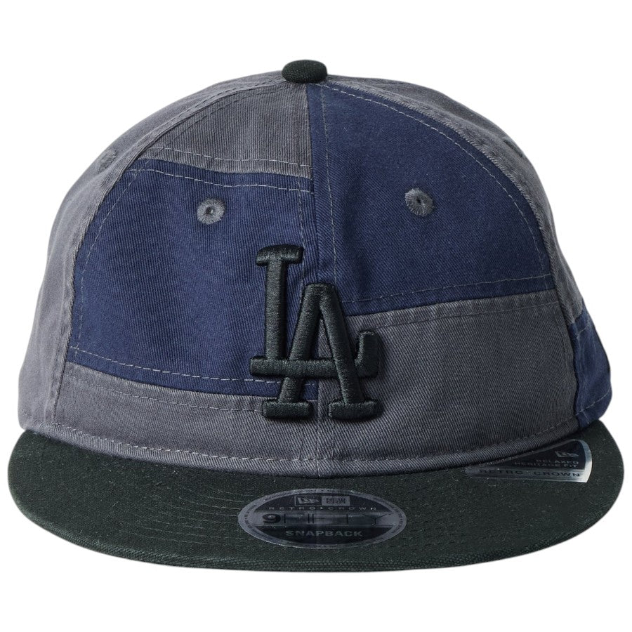 ニューエラ キャップ 帽子 NEW ERA CAP レトロクラウン RETRO CROWN RC 9FIFTY ロサンゼルス ドジャース Patchwork パッチワーク グラファイト ナイトシフトネイビー 14744668 正面