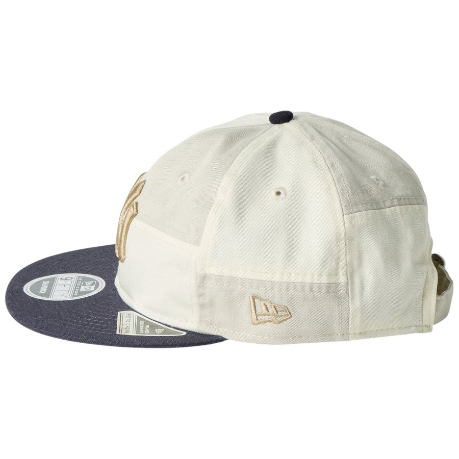 ニューエラ キャップ 帽子 NEW ERA CAPレトロクラウン RETRO CROWN RC 9FIFTY ニューヨーク ヤンキース Patchwork パッチワーク クロームホワイト ネイビー 14744666 左サイド