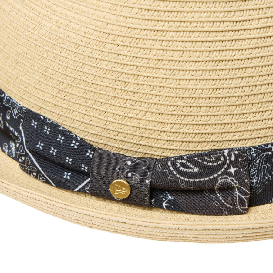 ニューエラ ハット 麦わら帽子 NEW ERA HAT FEDORA フェドーラ ブラックペイズリーテープ ナチュラル 14744664 メタルピン 