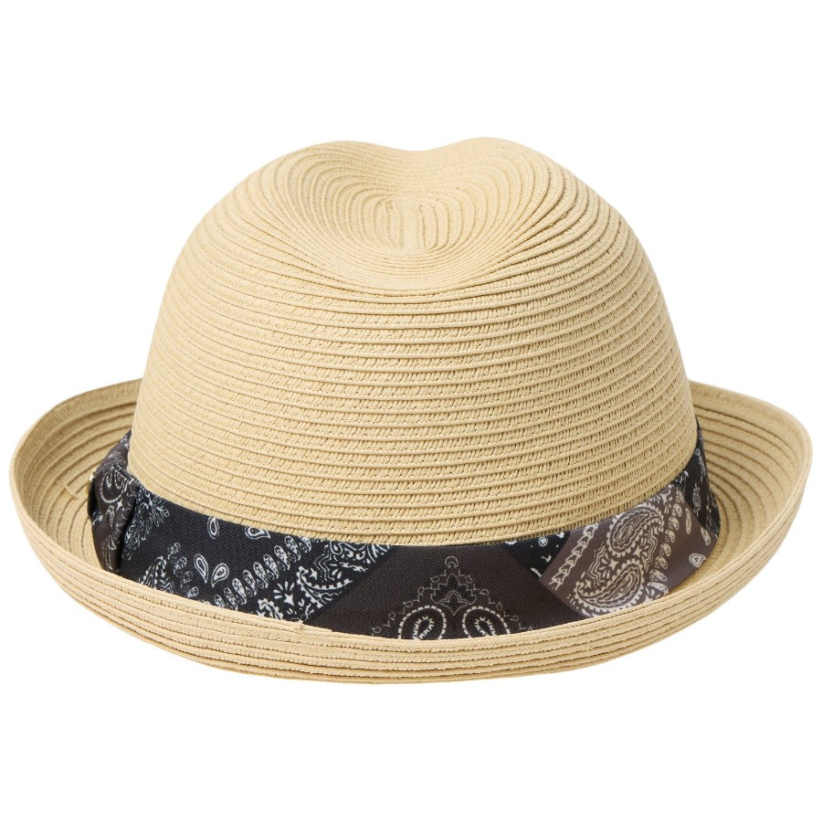 ニューエラ ハット 麦わら帽子 NEW ERA HAT FEDORA フェドーラ ブラックペイズリーテープ ナチュラル 14744664 背面