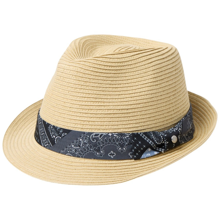 ニューエラ ハット 麦わら帽子 ペーパーハット NEW ERA HAT トリルビー ブルーぺイズリーテープ ナチュラル 14744663 右斜め前