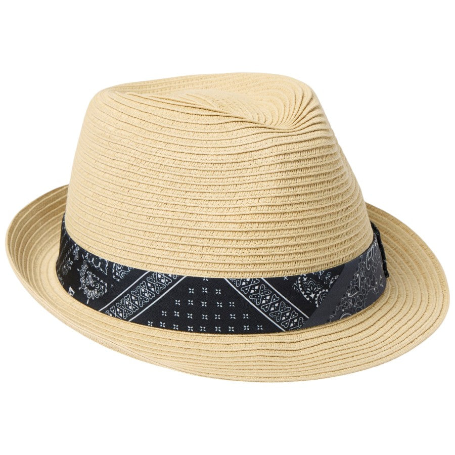 ニューエラ ハット 麦わら帽子 ペーパーハット NEW ERA HAT トリルビー ブルーぺイズリーテープ ナチュラル 14744663 左斜め前