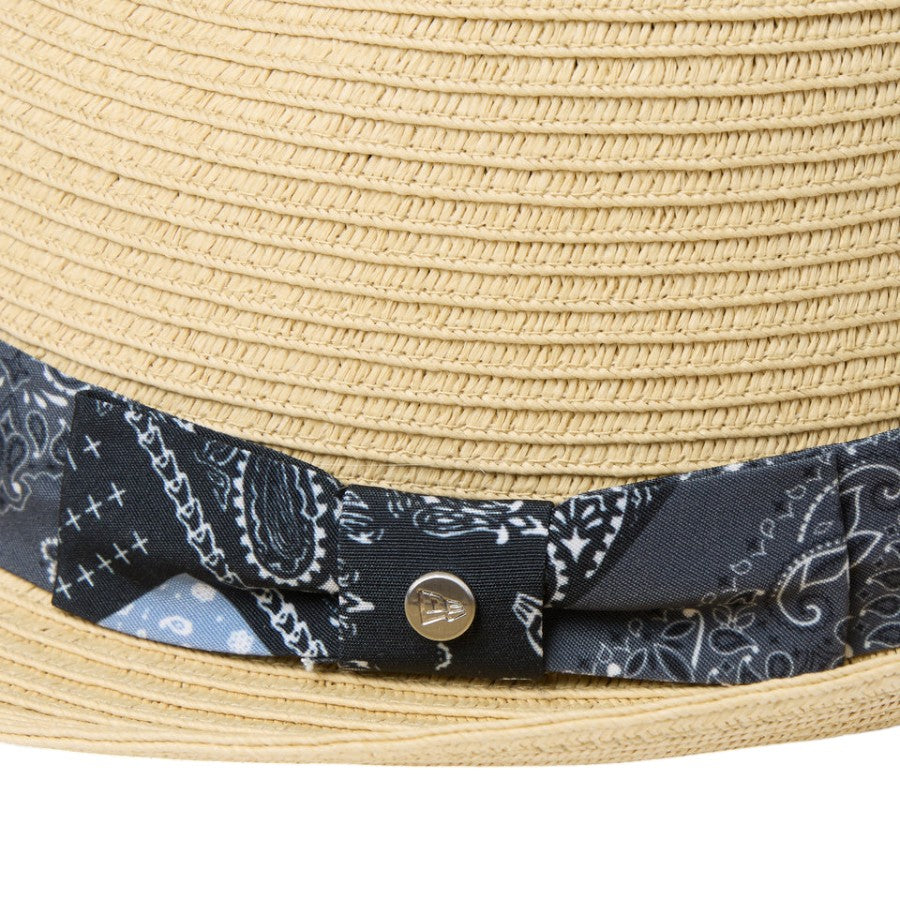 ニューエラ ハット 麦わら帽子 ペーパーハット NEW ERA HAT トリルビー ブルーぺイズリーテープ ナチュラル 14744663 メタルピン 