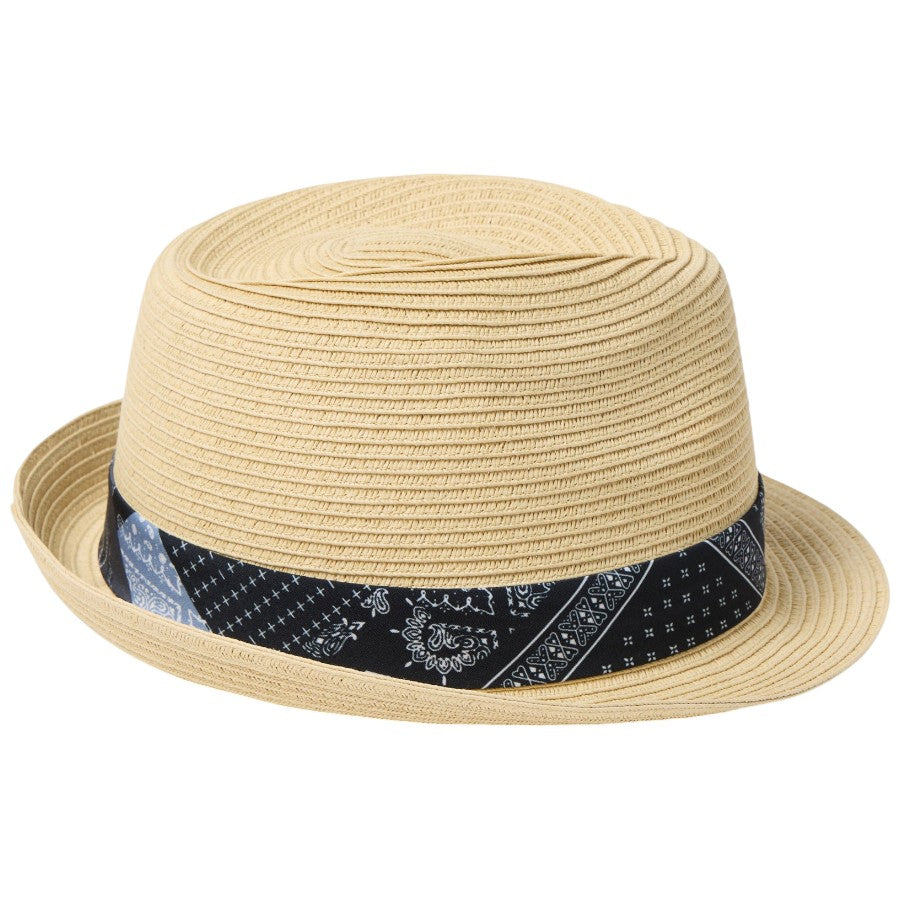 ニューエラ ハット 麦わら帽子 ペーパーハット NEW ERA HAT トリルビー ブルーぺイズリーテープ ナチュラル 14744663 右サイド