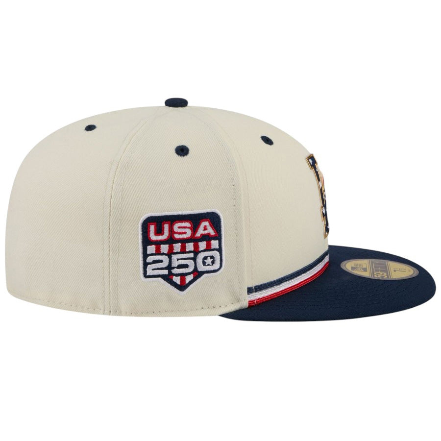 ニューエラ キャップ 帽子 NEW ERA CAP 59FIFTY オンフィールド 2026 MLB Independence Day 4th of July 独立記念日 ロサンゼルス ドジャース クロームホワイト 14939275 右サイド